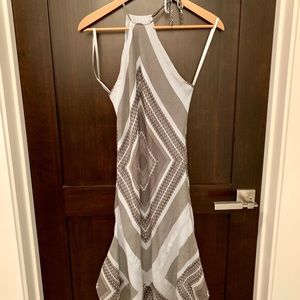 BCBG attention grabbing halter handkerchief dress.